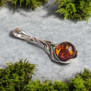 Colgante de Ámbar Báltico Natural Vintage en Forma de Lágrima, Delicado Collar de Plata con Gema Auténtica, Regalo de Joyería para Mujer - Product Image 4