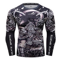 Rashguard personnalisé de haute qualité pour MMA, BJJ, grappling, entraînement en salle de sport, t-shirt de compression avec service d'impression par sublimation