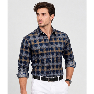 Chemise à manches longues pour homme en coton premium, décontractée, boutonnée, design élégant, coupe confortable, logo personnalisé, vêtements en gros - Product Image 2