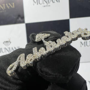 Bijoux fins pendentif personnalisé Hip Hop 925 argent VVS Moissanite pendentif glacé nom lettre or blanc diamant pendentif - Product Image 3