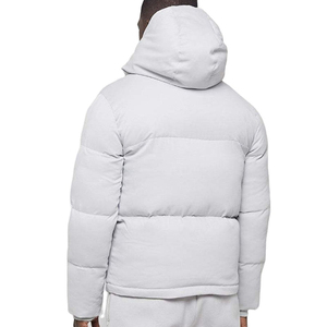 Veste matelassée blanche pour homme, col montant, fermeture éclair, coupe-vent, décontractée, hiver, couleur unie, rembourrage en polyester, longueur normale - Product Image 2