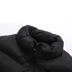Men's <b>Black</b> Reversible Breathable Stand Collar Puffer <b>Vest</b> Zipper Closure Fleece Lined Windproof Winter Outerwear Casual Style - Product Image 2