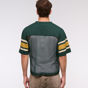 Maillot de football américain unisexe personnalisé à manches courtes, respirant, écologique, en maille, col en V, léger et ample, à prix abordable - Product Image 4