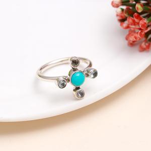 Bague en turquoise d'Arizona de qualité supérieure, sertie d'une monture en argent plaqué 925, fine et élégante, cadeau idéal pour une femme de bureau, au meilleur prix. - Product Image 4