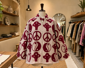 Plus Size Cotton Breathable Autumn Boho Embroidered Zip-Up Coat with Rabbit <b>Fur</b> <b>Trim</b> Mandarin Collar Casual Outerwear for Women - Product Image 3