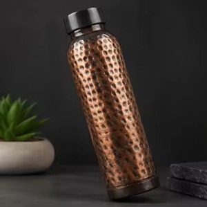 Red Stainless copper Water Bottle With Copper Hammered Band Portable Travel <b>Drinkware</b> Modern Design - Product Image 6