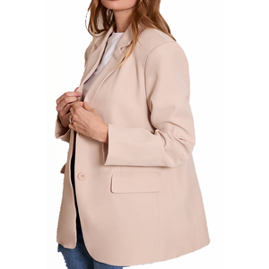 Blazer pour femme à bouton unique, col cranté, manches longues, style bureau, veste de sororité, vente en gros OEM, fabricant sur mesure - Product Image 3