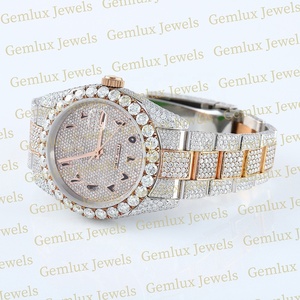 นาฬิกาฮิปฮอปประดับเพชรคุณภาพสูงสีโรสโกลด์2โทนสีอาหรับ D VVS เพชรเม็ดเพชรเม็ดเดี่ยวออกเพชร - Product Image 5