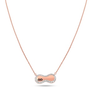 <b>Infinity</b> Halo Diamond <b>Necklace</b> with Sculpted Rose <b>Gold</b> Center and Sleek Curved Sparkle Frame - Product Image 1