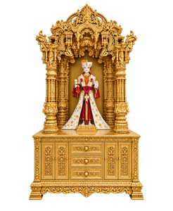 Templo hindú de madera tallada en oro Grand Divine, tamaño personalizado, templo de madera maciza para Pooja, templo hindú de madera pulida en oro, Reino Unido - Product Image 2