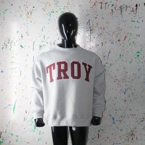 TROY HEATHER GRY <b>Mock</b> <b>Neck</b> Sweatshirt 100% BROWN Applique Embroidery wide <b>neck</b> Sweatshirt Finer Threads - Product Image 2