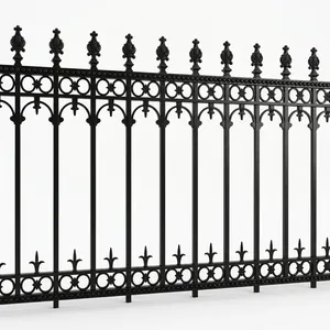Elegante Valla de Hierro Fundido para Exteriores con Diseño Ornamental y Postes con Forma de Linterna para Uso Residencial - Product Image 5