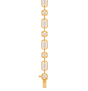 18K Yellow Gold Lab Grown Diamond Open Octagon Frame Link <b>Bracelet</b> Cluster Womens Ethnic IGI Certified - Product Image 5