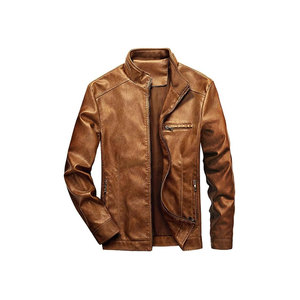 Veste en cuir PU bleu marine pour homme, style moto, fermeture éclair, coupe ajustée, style automne - Product Image 2