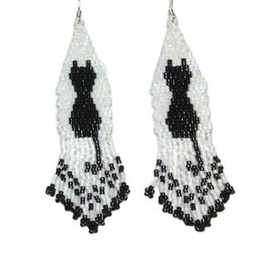 Pendientes de cuentas de semillas con estampado de gato de Halloween a la moda con cuentas de semillas de perlas joyería de Halloween - Product Image 1