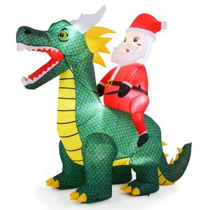 Babbo Natale Gonfiabile su Dinosauro con Luci LED, 2 Metri, Decorazioni Natalizie da Esterno per Giardino - Product Image 4