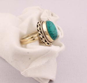 Natural Turquoise <b>Ring</b> 925 Sterling Silver Vintage Style Genuine Blue Gemstone <b>Ring</b> for Women Handcrafted <b>Boho</b> Ethnic Jewelry - Product Image 5