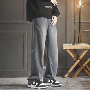 ANSZKTN 2026 Men's Retro Style Jeans Summer <b>Thin</b> Straight Leg Wide Leg Long Pants Solid Pattern Mid Waist Casual Formal Denim - Product Image 3