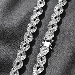 Cadena de eslabones de plata de ley 925 con moissanita talla baguette, estilo Iced Out, joyería de lujo hip hop para uso unisex. - Product Image 5