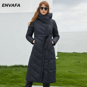 Chaqueta Cortavientos con Capucha para Mujer, Nueva Colección de Invierno, Relleno de Algodón, Tejido, Larga, Holgada, de Alta Calidad - Product Image 1