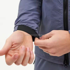 Wholesale High Quality Unisex <b>Nylon</b> Plus Size Solid Tracksuit Set Custom Logo Zip Sweatsuit Cargo Windbreaker - Product Image 5