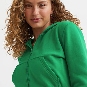 Sudadera con capucha corta casual de color liso para mujer King, anti-bolitas, de invierno, con bolsillos bordados, manga larga, forro polar tejido, 240g - Product Image 5