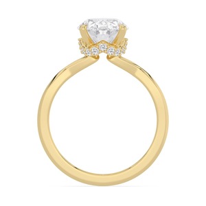 Anillo de compromiso de diamantes cultivados en laboratorio con corte ovalado y redondo Prestige 3.19 ctw en oro rosa de 10K, anillo de boda solitario de lujo para novias. - Product Image 6