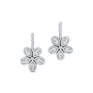 Pendientes de Aro con Forma de Flor de Oro Sólido de 14K y 18K, Certificados por IGI, 3.31ct de Peso Total de Diamantes Cultivados en Laboratorio, Regalo para Mujer - Product Image 2
