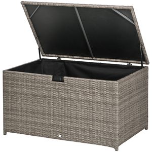 Espaciosa Caja de Almacenamiento de Mimbre para Exteriores de 113 Galones, Color Gris, Solución para la Organización de Objetos junto a la Piscina - Product Image 1