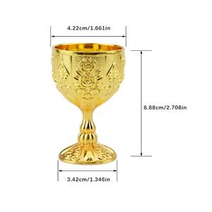 แก้วทองเหลืองสลักลายเงินขายดี สำหรับดื่มน้ำ แก้วทรงกลม แข็งแรงทนทาน เหมาะสำหรับงานแต่งงาน - Product Image 4