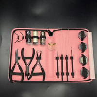 Kit d'outils pour extensions de cheveux – Outils d'installation et de retrait de micro-anneaux avec pinces, aiguilles à boucle, fil et étui de rangement