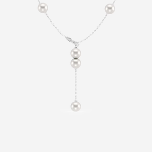 Collar de Cadena Lariat con Perlas Cultivadas de Agua Dulce de 6.5-7.0 mm y Diamantes Cultivados en Laboratorio de 18 Quilates para Mujer, Joyería Elegante - Product Image 2