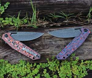 Navaja Plegable con Patrón Damasco, Cuchillo de Bolsillo Táctico para Caza, Supervivencia y Camping, Grado Industrial OEM - Product Image 2