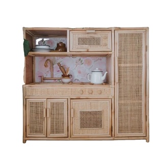 Cuisine de jeu en rotin et bois pour enfants, ensemble de cuisine pour enfants, vente en gros, usine du Vietnam, prix compétitifs - Product Image 1