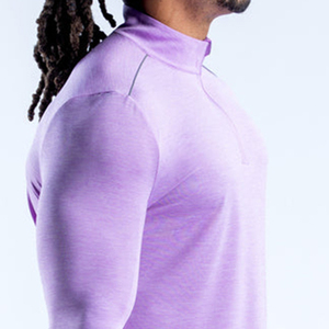 Camisetas de Gimnasio de Manga Larga para Hombre al por Mayor, con Cierre de Cremallera, de Secado Rápido, de Poliéster, Transpirables, para Correr, con Logotipo Personalizado - Product Image 5