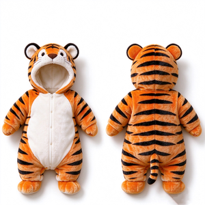 Mono de peluche único con diseño de tigre para bebé, disfraz de animal, conjunto de peluche para bebé, mono con capucha de tigre, disfraz de animal para recién nacido - Product Image 1