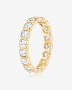 แหวนแต่งงานเพชรทรง Asscher Cut เพชรเลี้ยงในห้องปฏิบัติการแบบฝังขอบ 3.9 มม. ดีไซน์หรูหราทันสมัยสำหรับใส่ทุกวัน แหวนแบบ Eternity เต็มวง สามารถซ้อนกันได้ ทองคำแท้ 14K - Product Image 5