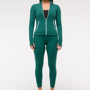 Leggings de yoga streetwear taille mi-haute unis pour femmes - Respirants, écologiques, 280g, pleine longueur, avec poches, personnalisables, vente en gros, OEM 2026 - Product Image 3