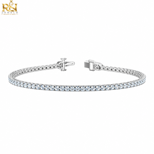 Pulsera de tenis de una hilera con diamantes cultivados en laboratorio de corte brillante, color DEF, tipo Eternity Link |   Pulsera de Lujo de Oro Sólido de 9K, 14K y 18K - Product Image 1