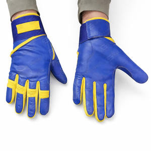 Gants de frappe de baseball en cuir de couleur bleu royal et jaune personnalisables de qualité supérieure confortables et durables pour les jeunes et les adultes - Product Image 5