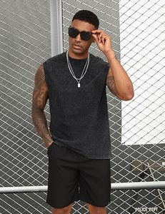 Factory Cheap Custom Logo Breathable Embroidery Muscle Fit Plain Men's Tank Tops Sleeveless Workout Polyester/Cotton Blend Gym - Product Image 5