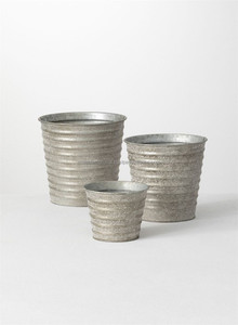 Maceta galvanizada de metal con mango de madera Diseño elegante Jardín y balcón Decoración de flores Maceta - Product Image 3