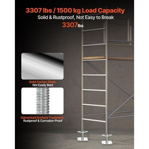 Piedini di Livellamento Regolabili 46,2 cm, Altezza Regolabile, Capacità di Carico 1500 kg, Piedini per Ponteggi a C Solidi, Componenti per Impalcature e Scale - Product Image 6