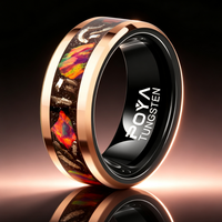 Wolframcarbid-Ring mit Eingelegtem Zerkleinertem Stein und Meteorit Polierte Kante Ehering Verlobungsring Versprechen-Schmuck