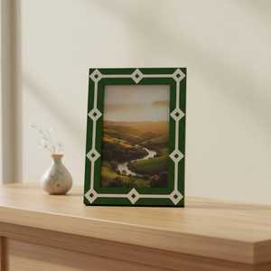 Green Rectangular MDF Photo <b>Frame</b> With <b>White</b> and Green Resin Inlay Design Vertical Tabletop Handmade Decorative <b>Picture</b> <b>Frame</b> - Product Image 1