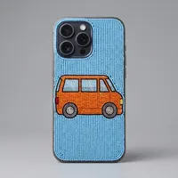 Sarung Ponsel Bordir Manik-manik untuk Apple iPhone, Latar Belakang Biru Muda, Aksesori Mode Modern untuk Kerajinan Sulaman