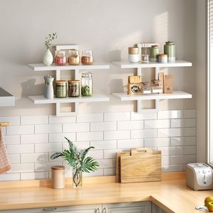 15 Inch 2-Tier Floating Wall Mounted Storage Shelves Hanging Bathroom and Living Room Shelves Set - Product Image 6