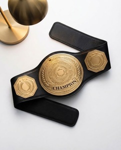 Ceinture de championnat de lutte en cuir bleu plaqué or avec plaque de champion gravée personnalisée, ceinture de titre personnalisée, ceinture de championnat sur mesure - Product Image 2