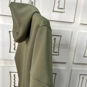 Unisex Olive Green Hooded Sweatshirt Regular Fit Casual Solid Color Fleece Cotton Pocket Design Winter Style <b>Waterproof</b> Hoodie - Product Image 3