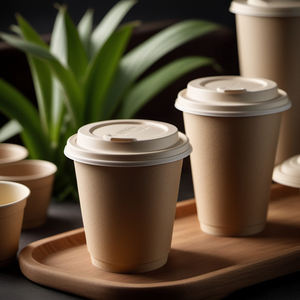 Vasos de Café <span class=keywords><strong>para</strong></span> Llevar, Biodegradables, de Doble Pared, Hechos de Bagazo de Caña de Azúcar, Desechables, con Tapa - Product Image 6